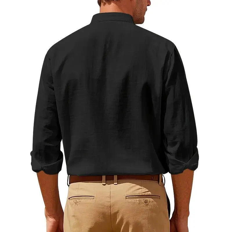 [BUY 1 GET 1 FREE] Santorini Premium Men’s Linen Shirts + FREE Exclusive Watch Gift - Kolazi