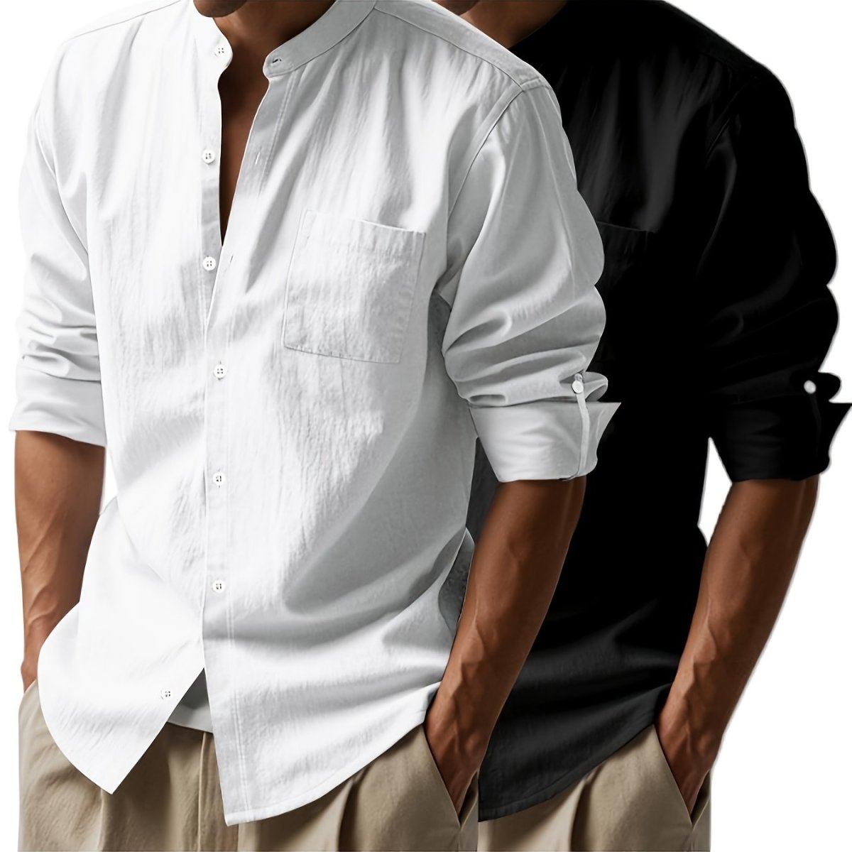 [BUY 1 GET 1 FREE] Santorini Premium Men’s Linen Shirts + FREE Exclusive Watch Gift - Kolazi