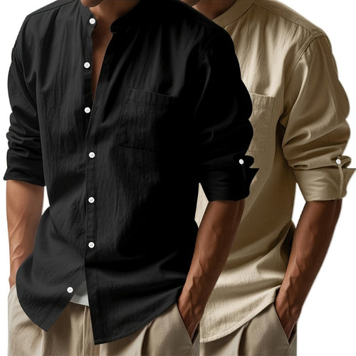 [BUY 1 GET 1 FREE] Santorini Premium Men’s Linen Shirts + FREE Exclusive Watch Gift - Kolazi