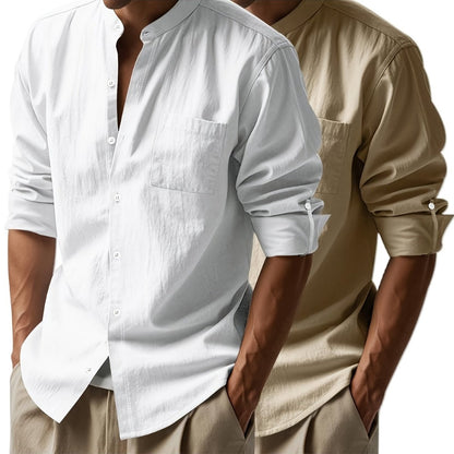 [BUY 1 GET 1 FREE] Santorini Premium Men’s Linen Shirts + FREE Exclusive Watch Gift - Kolazi