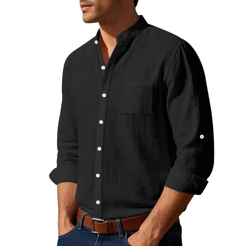 [BUY 1 GET 1 FREE] Santorini Premium Men’s Linen Shirts + FREE Exclusive Watch Gift - Kolazi