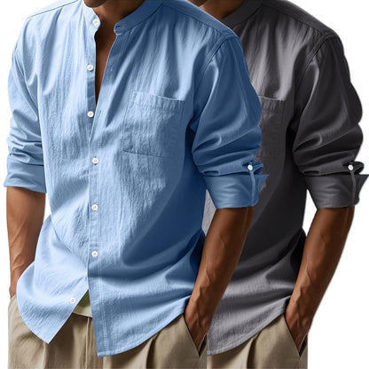 [BUY 1 GET 1 FREE] Santorini Premium Men’s Linen Shirts + FREE Exclusive Watch Gift - Kolazi