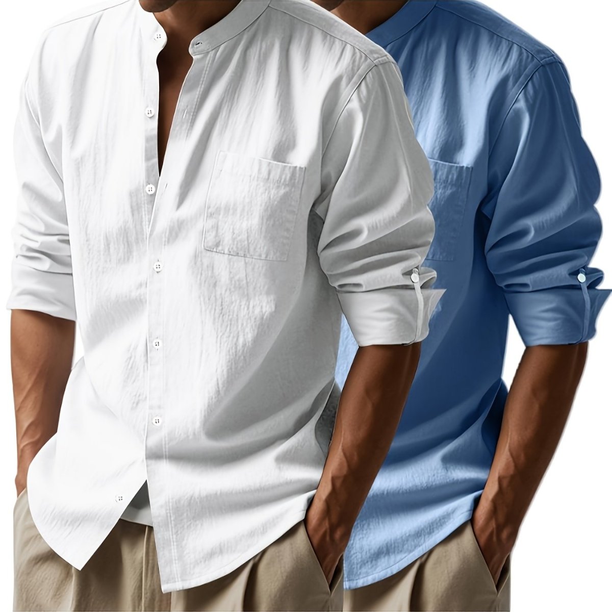 [BUY 1 GET 1 FREE] Santorini Premium Men’s Linen Shirts + FREE Exclusive Watch Gift - Kolazi