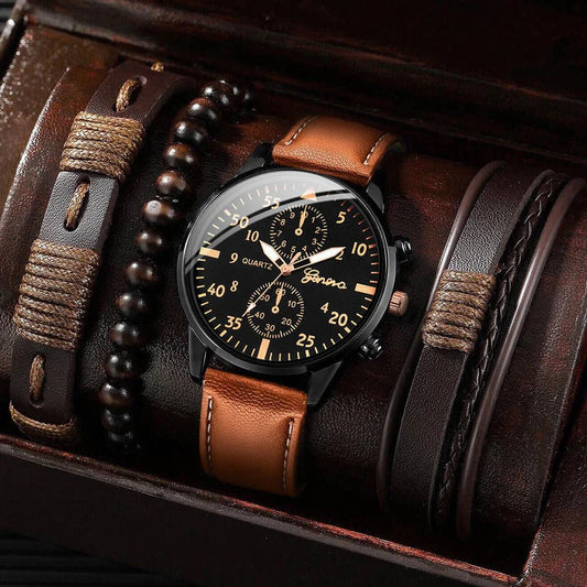 [BUY 1 GET 3 FREE] Geneva Chronos Men's Watch Kit + 3 Bracelets - Kolazi