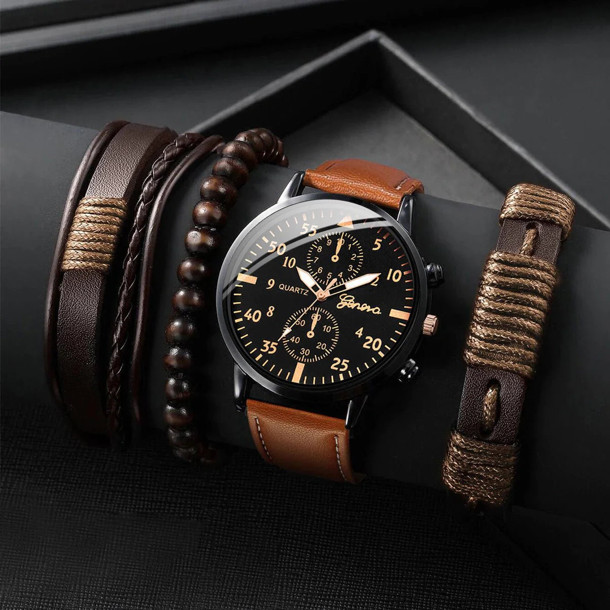 [BUY 1 GET 3 FREE] Geneva Chronos Men's Watch Kit + 3 Bracelets - Kolazi