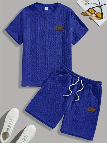 Camiseta de manga curta e shorts com cordão - Marrom, Conjunto de verão - Kolazi
