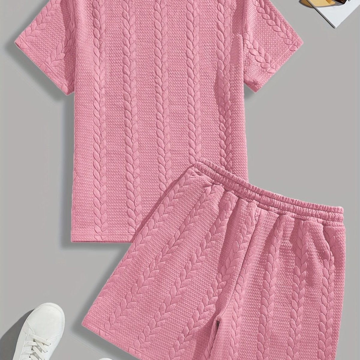 Camiseta de manga curta e shorts com cordão - Marrom, Conjunto de verão - Kolazi