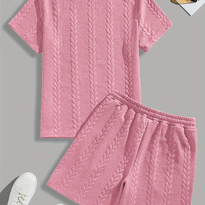 Camiseta de manga curta e shorts com cordão - Marrom, Conjunto de verão - Kolazi