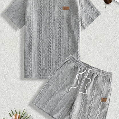 Camiseta de manga curta e shorts com cordão - Marrom, Conjunto de verão - Kolazi