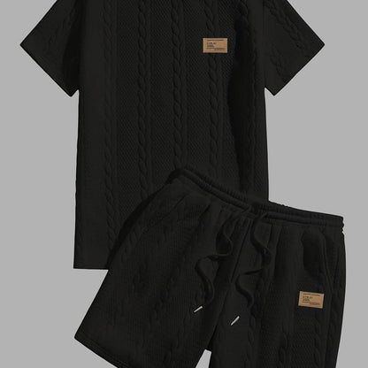 Camiseta de manga curta e shorts com cordão - Marrom, Conjunto de verão - Kolazi